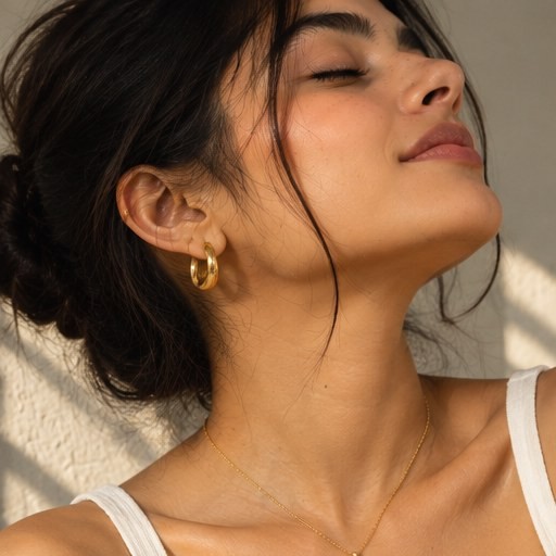Close up of neck and earring