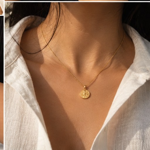 Necklace on a linen shirt